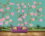 Avikalp MWZ1329 Pink Flowers Birds 3D HD Wallpaper
