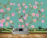 Avikalp MWZ1329 Pink Flowers Birds 3D HD Wallpaper
