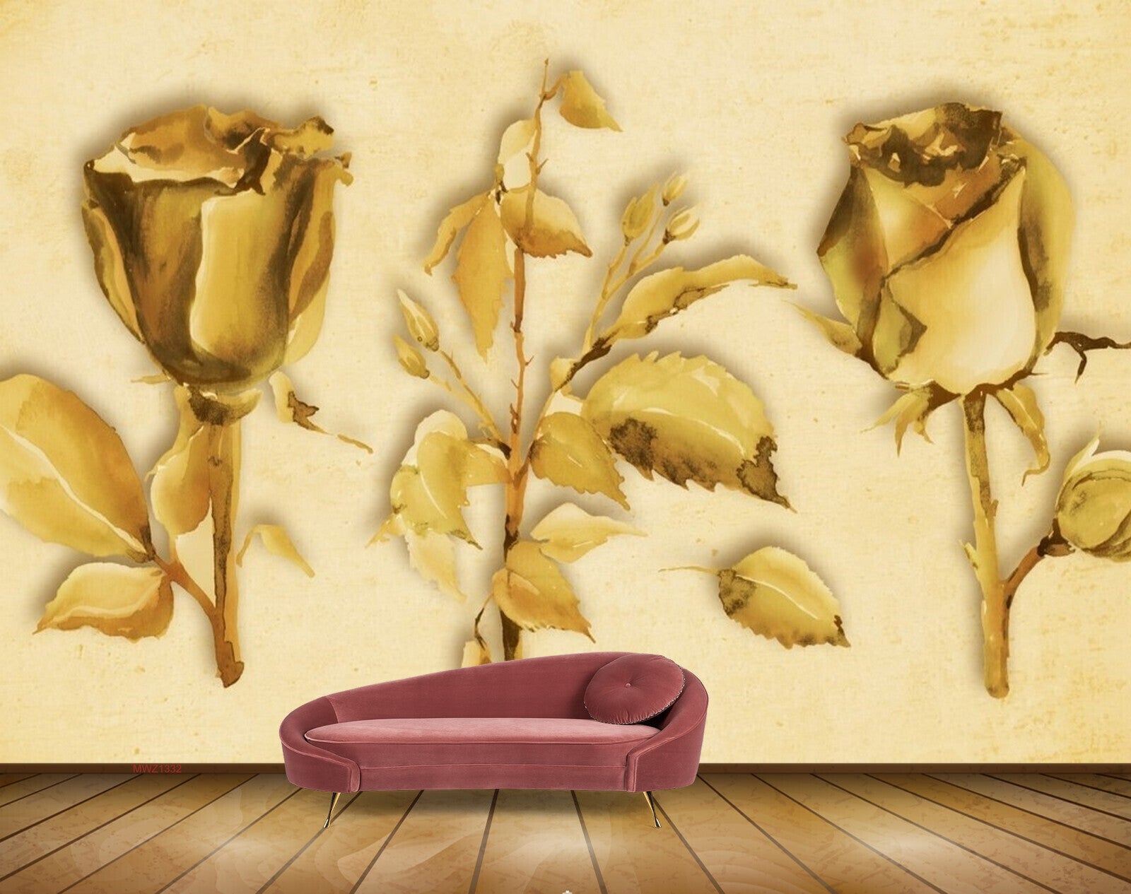 Avikalp MWZ1332 Golden Rose Flowers HD Wallpaper