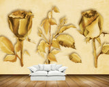 Avikalp MWZ1332 Golden Rose Flowers 3D HD Wallpaper