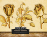 Avikalp MWZ1332 Golden Rose Flowers 3D HD Wallpaper