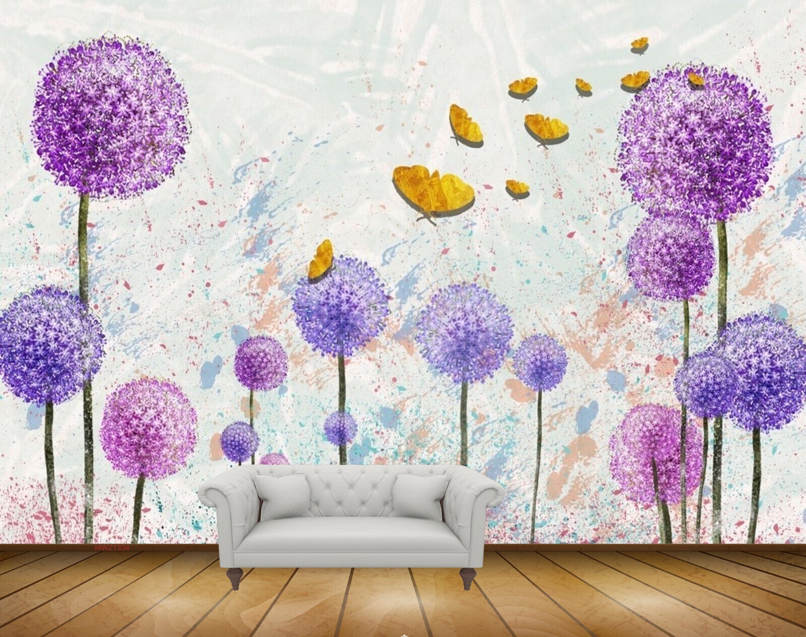 Avikalp MWZ1334 Pink Purple Flowers Butterflies HD Wallpaper