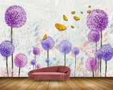 Avikalp MWZ1334 Pink Purple Flowers Butterflies 3D HD Wallpaper