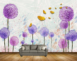Avikalp MWZ1334 Pink Purple Flowers Butterflies 3D HD Wallpaper
