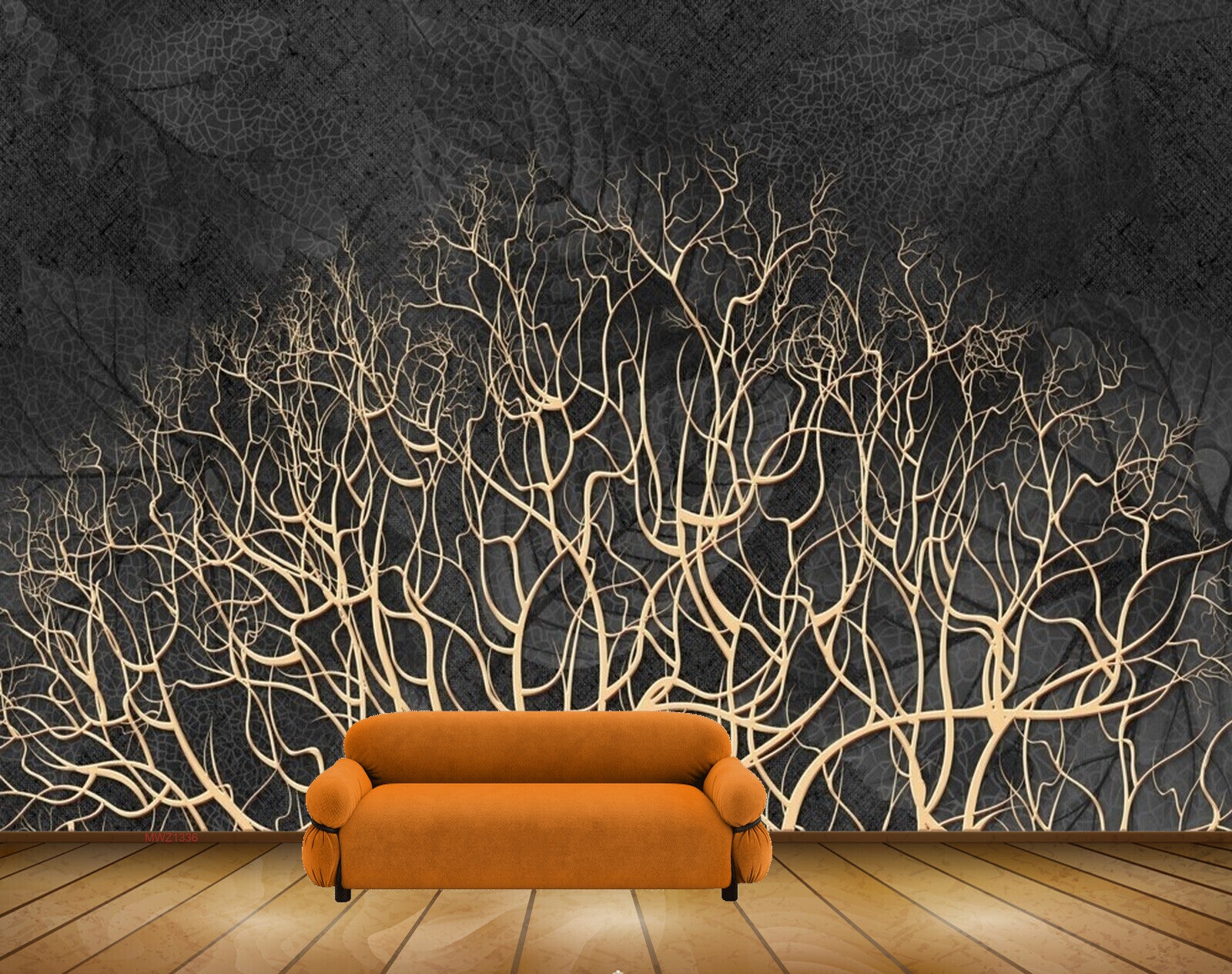 Avikalp MWZ1336 Golden Branches 3D HD Wallpaper