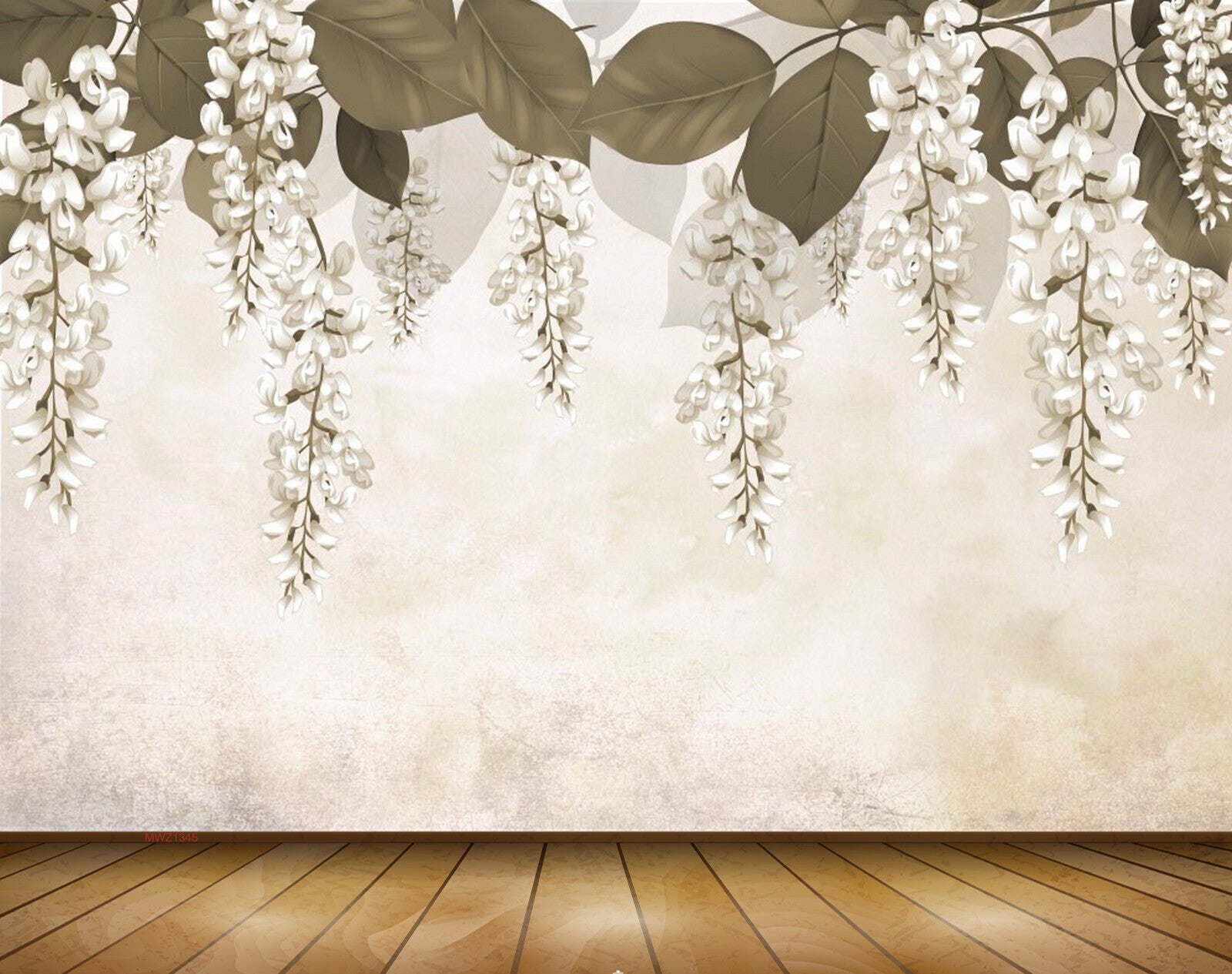 Avikalp MWZ1345 White Flowers Creepers 3D HD Wallpaper