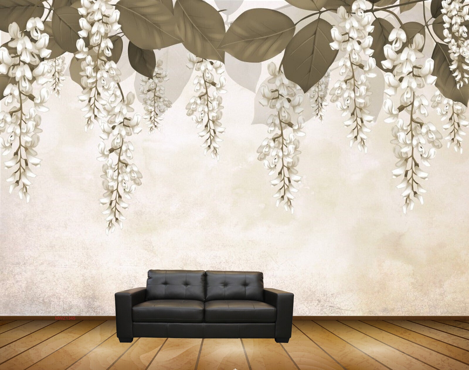 Avikalp MWZ1345 White Flowers Creepers 3D HD Wallpaper