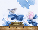 Avikalp MWZ1346 Pink Flowers Birdd HD Wallpaper