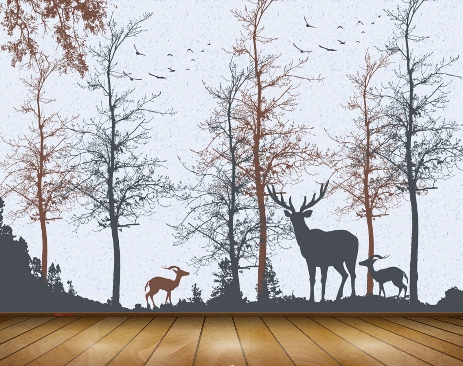 Avikalp MWZ1347 Deers Trees 3D HD Wallpaper