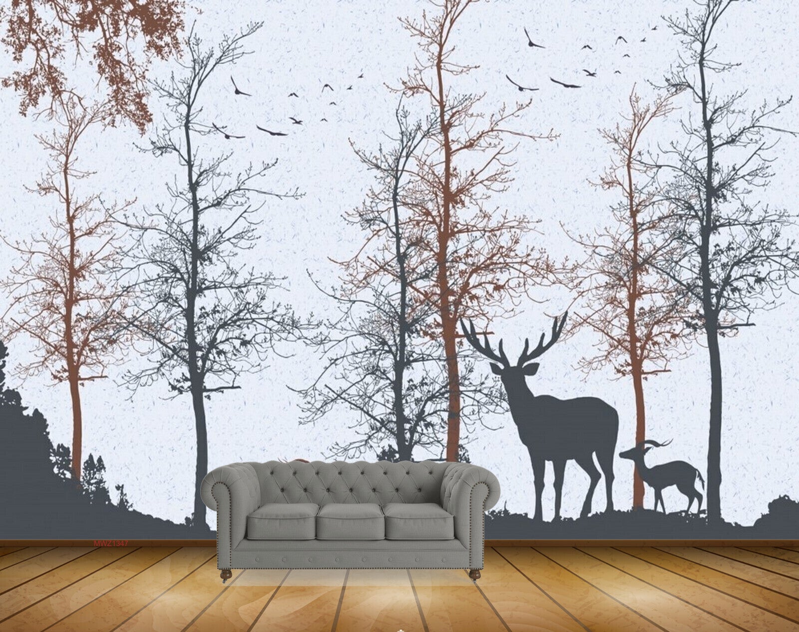 Avikalp MWZ1347 Deers Trees 3D HD Wallpaper