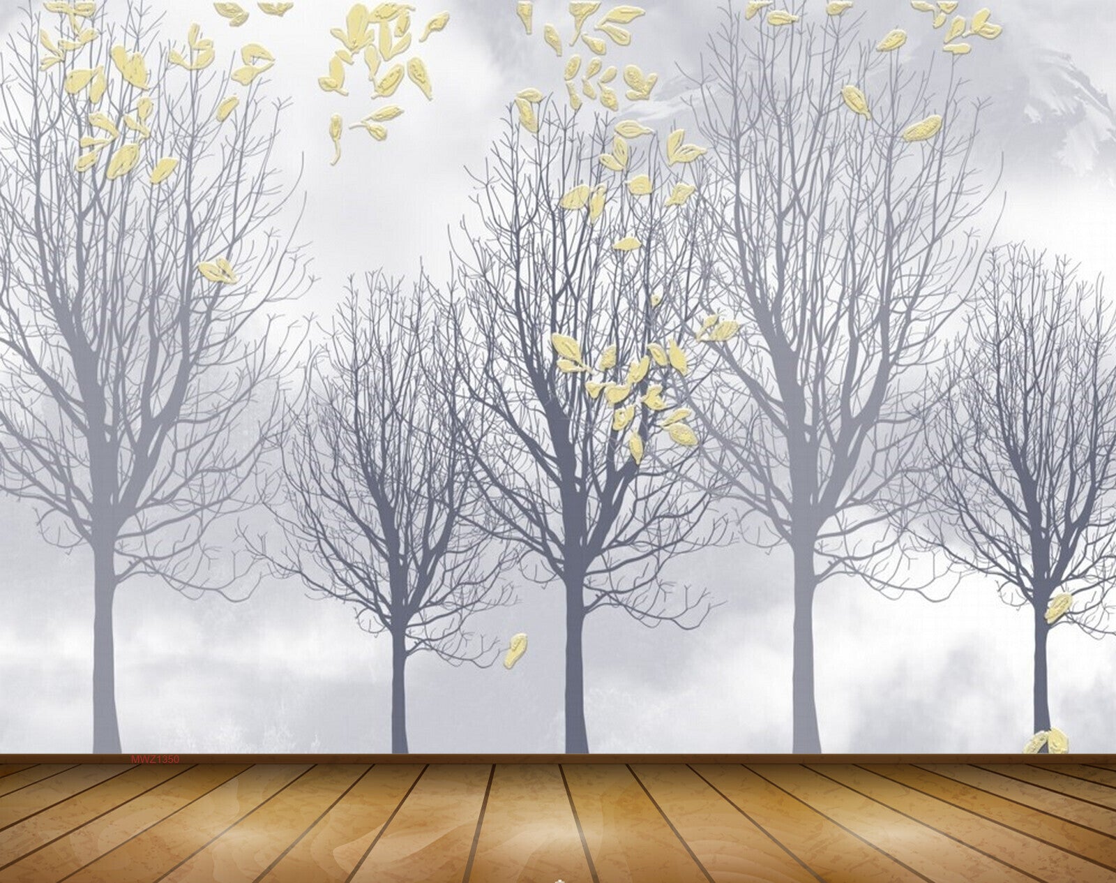 Avikalp MWZ1350 Yellow Leaves Trees 3D HD Wallpaper