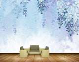 Avikalp MWZ1352 Blue White Leaves HD Wallpaper