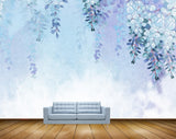 Avikalp MWZ1352 Blue White Leaves 3D HD Wallpaper