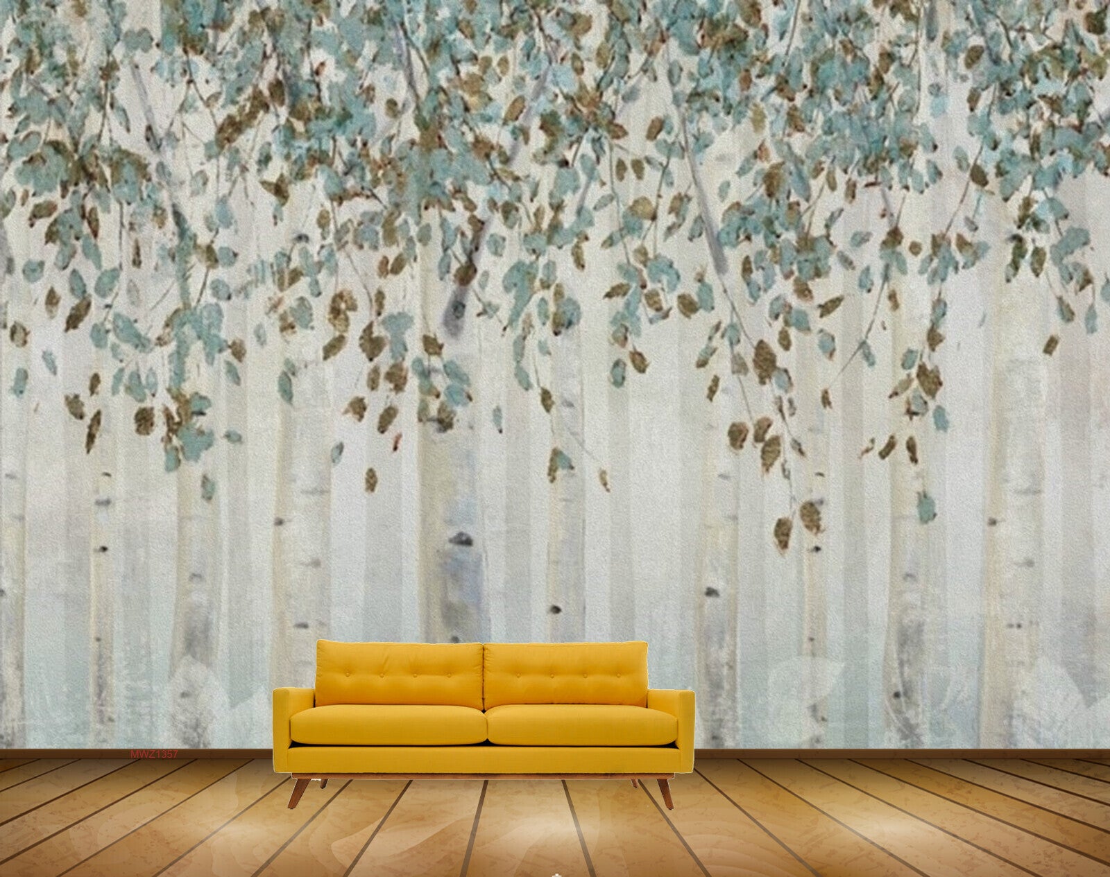 Avikalp MWZ1357 Green Brown Flowers Leaves HD Wallpaper