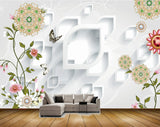 Avikalp MWZ1365 Pink Yellow Flowers Butterflies 3D HD Wallpaper