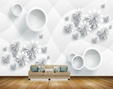 Avikalp MWZ1366 White Flowers 3D HD Wallpaper
