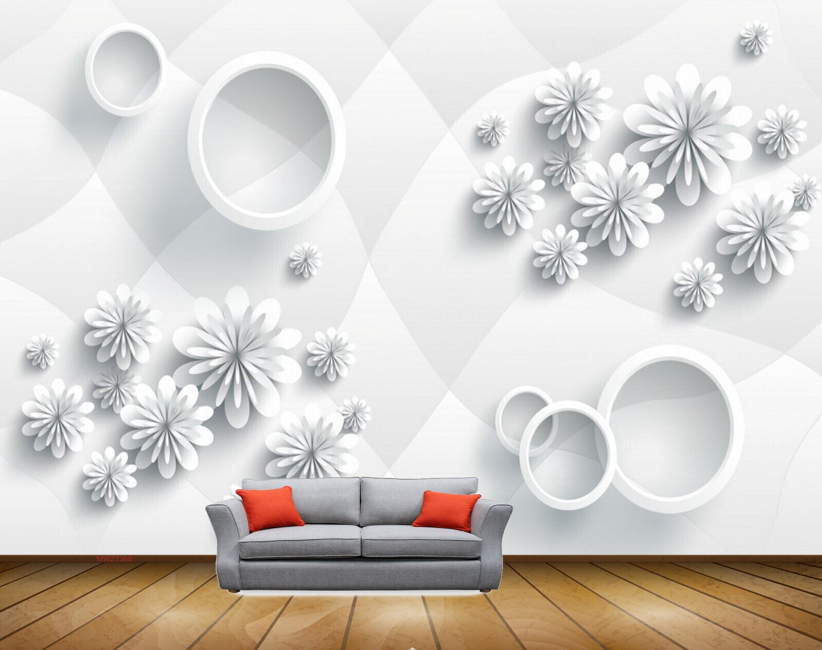 Avikalp MWZ1366 White Flowers 3D HD Wallpaper