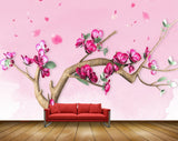 Avikalp MWZ1367 Pink Flowers Branches 3D HD Wallpaper