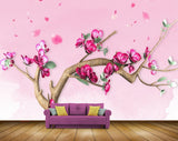 Avikalp MWZ1367 Pink Flowers Branches 3D HD Wallpaper