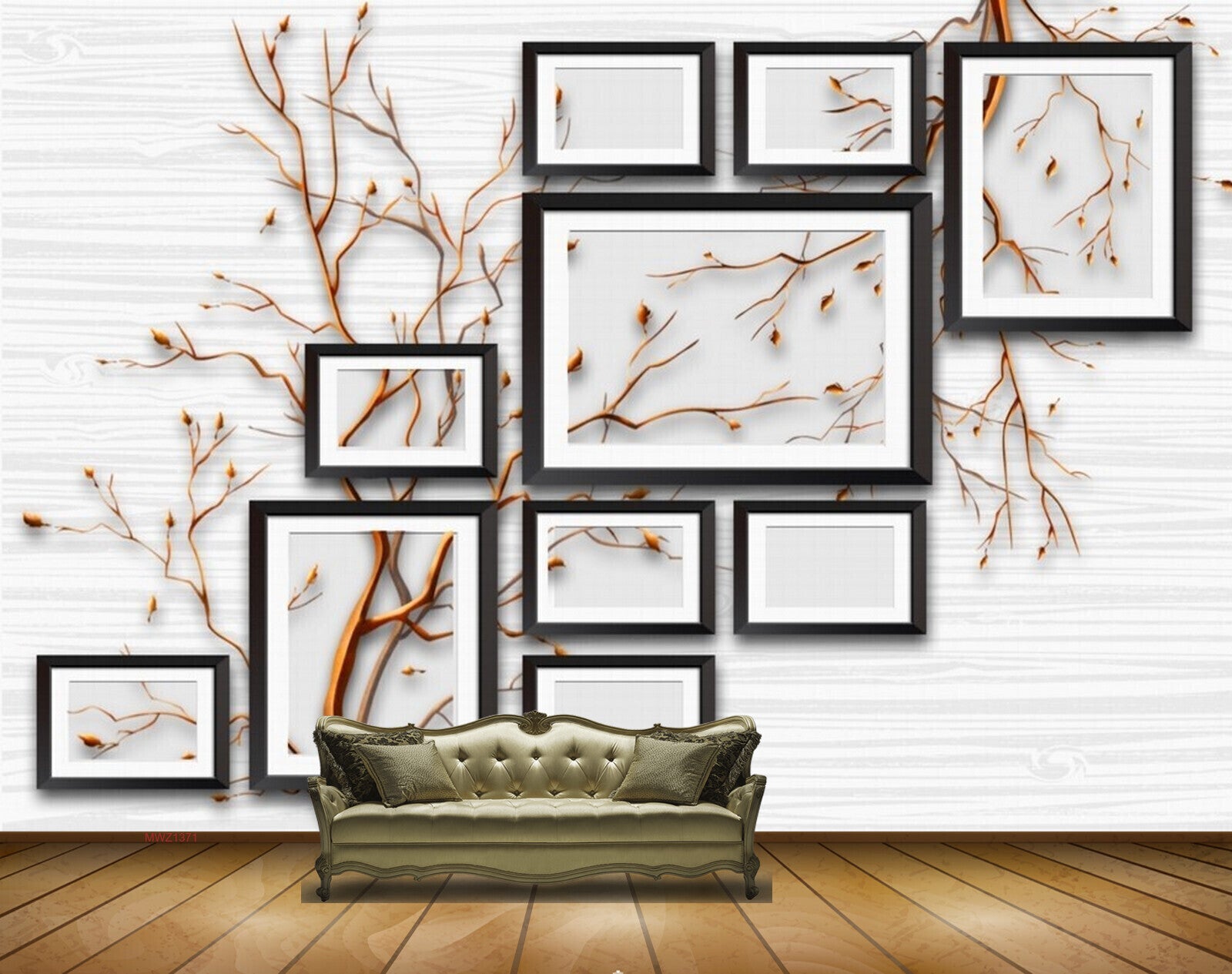 Avikalp MWZ1371 Golden Tree Branches HD Wallpaper