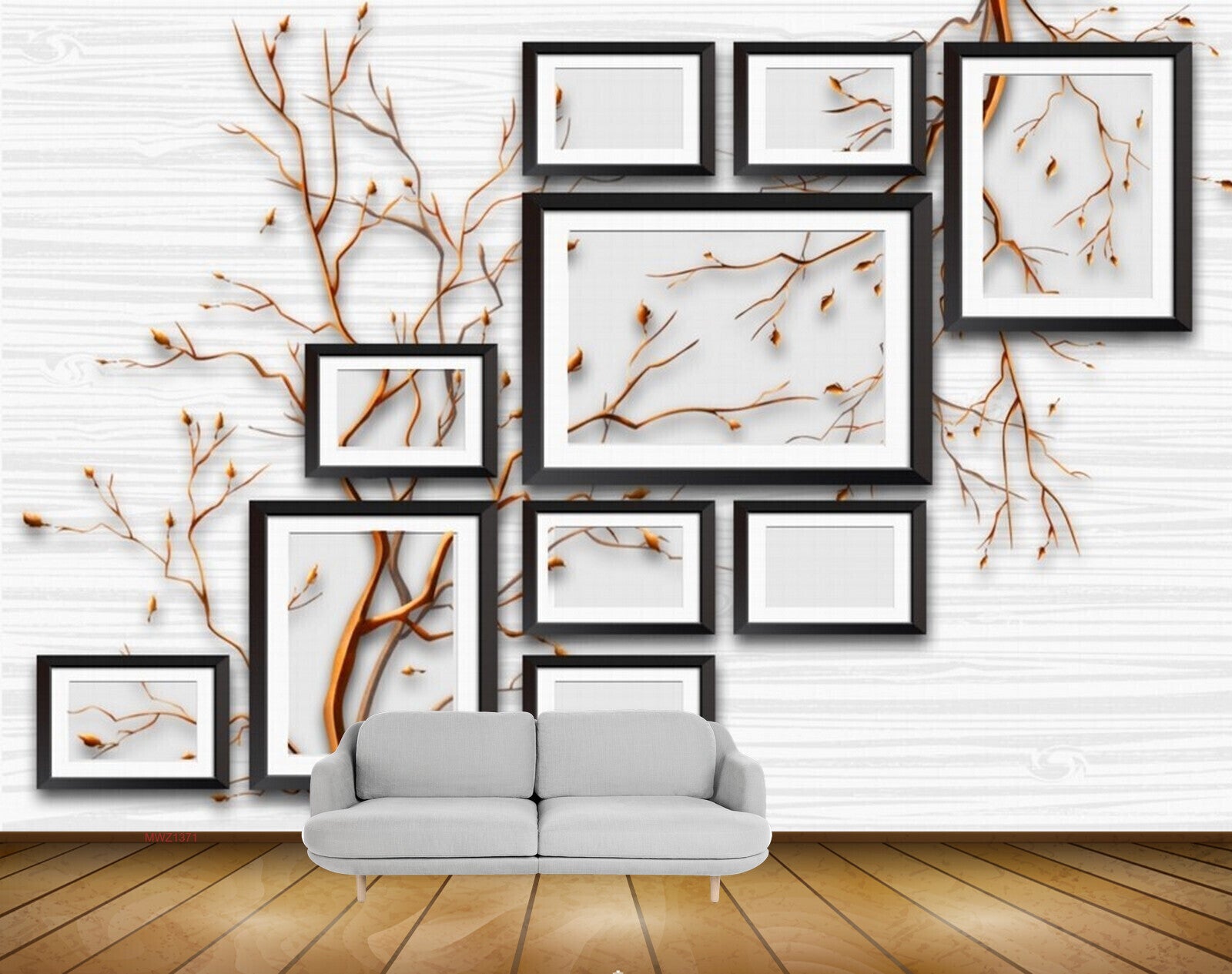 Avikalp MWZ1371 Golden Tree Branches 3D HD Wallpaper