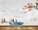 Avikalp MWZ1372 Orange Flowers Branches Trees 3D HD Wallpaper