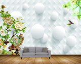 Avikalp MWZ1373 Yellow Orange Flowers Birds Trees 3D HD Wallpaper