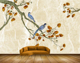 Avikalp MWZ1374 Orange Branches Birds 3D HD Wallpaper