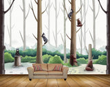Avikalp MWZ1375 Trees Pandas Stones 3D HD Wallpaper