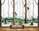 Avikalp MWZ1375 Trees Pandas Stones 3D HD Wallpaper