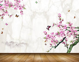 Avikalp MWZ1380 Pink Flowers Butterflies 3D HD Wallpaper