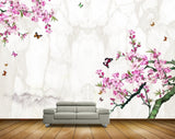 Avikalp MWZ1380 Pink Flowers Butterflies 3D HD Wallpaper