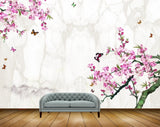 Avikalp MWZ1380 Pink Flowers Butterflies 3D HD Wallpaper