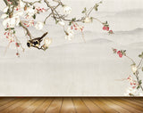 Avikalp MWZ1383 White Red Flowers Branches Birds 3D HD Wallpaper