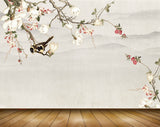 Avikalp MWZ1383 White Red Flowers Branches Birds 3D HD Wallpaper