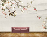 Avikalp MWZ1383 White Red Flowers Branches Birds 3D HD Wallpaper
