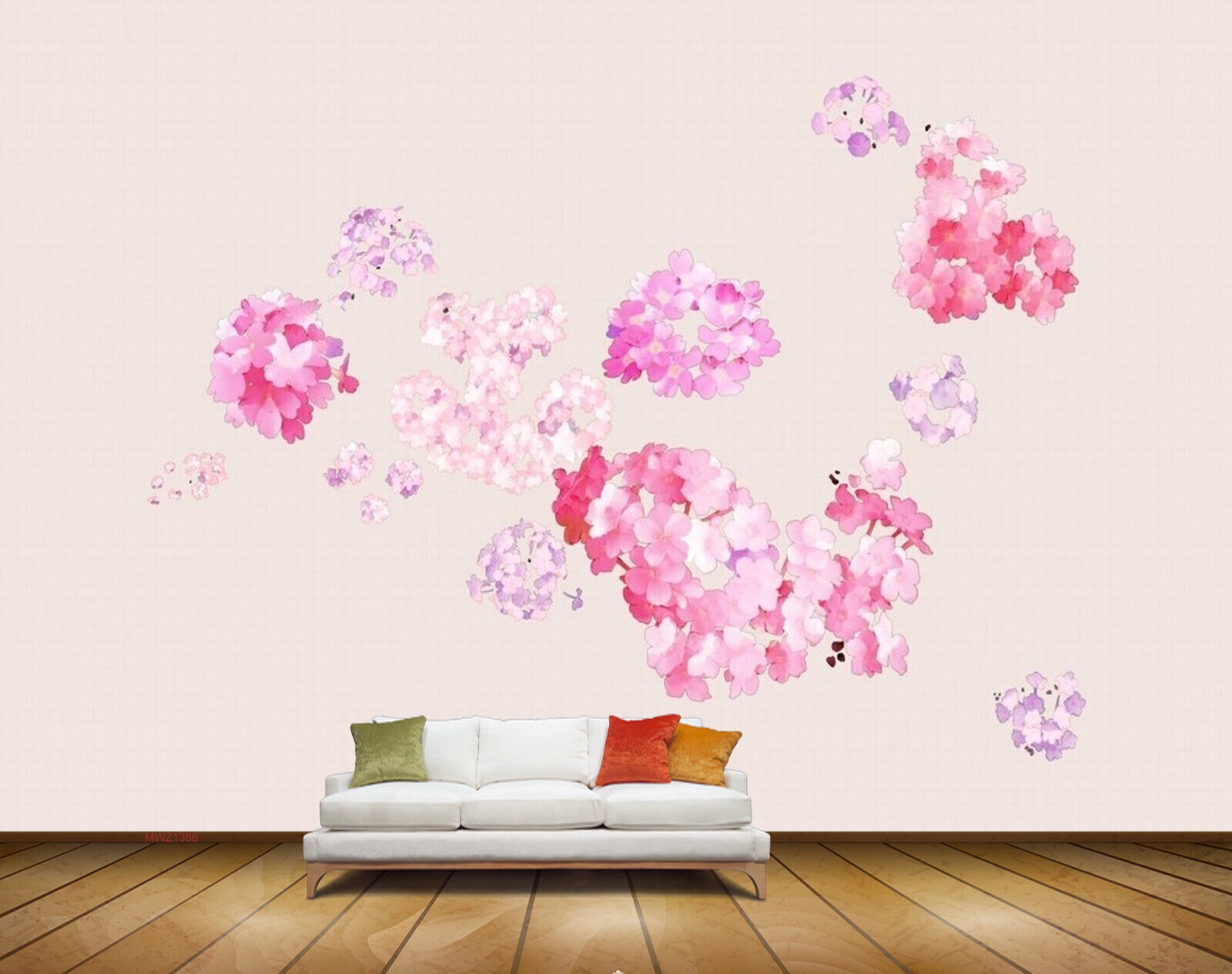 Avikalp MWZ1388 Pink White Flowers 3D HD Wallpaper