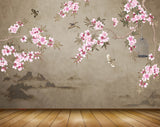 Avikalp MWZ1389 Pink White Flowers Birds Cage 3D HD Wallpaper