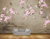 Avikalp MWZ1389 Pink White Flowers Birds Cage 3D HD Wallpaper