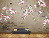 Avikalp MWZ1389 Pink White Flowers Birds Cage 3D HD Wallpaper