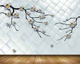 Avikalp MWZ1392 White Yellow Flowers Branches 3D HD Wallpaper
