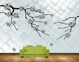 Avikalp MWZ1392 White Yellow Flowers Branches 3D HD Wallpaper