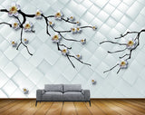 Avikalp MWZ1392 White Yellow Flowers Branches 3D HD Wallpaper