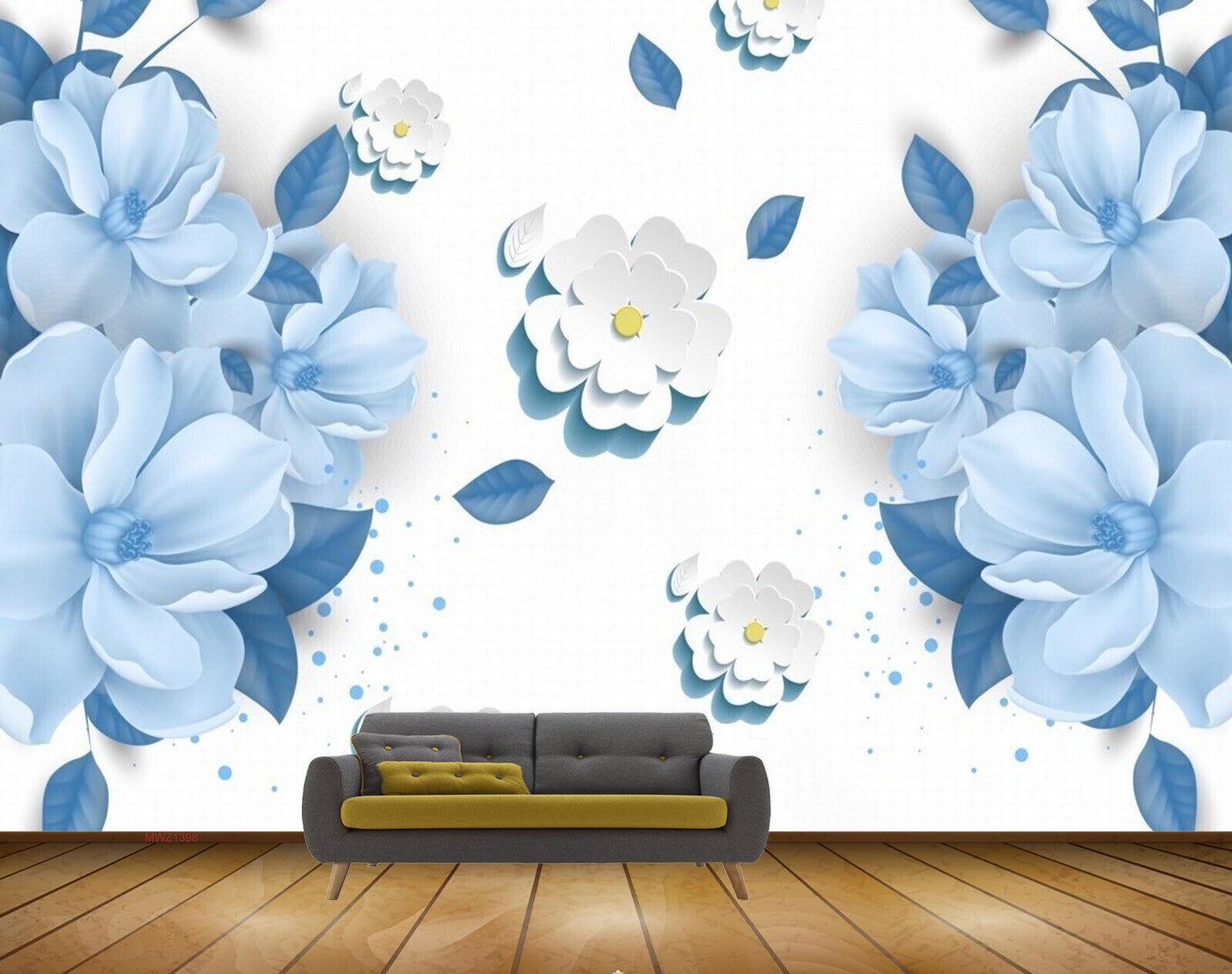 GoodHome Amazo Blue Floral Textured Wallpaper  DIY at BQ