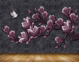 Avikalp MWZ1405 Pink Flowers Birds 3D HD Wallpaper