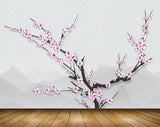 Avikalp MWZ1410 Pink White Flowers Tree 3D HD Wallpaper