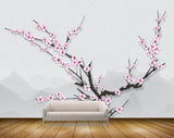 Avikalp MWZ1410 Pink White Flowers Tree 3D HD Wallpaper