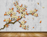 Avikalp MWZ1420 White Flowers Leaves 3D HD Wallpaper