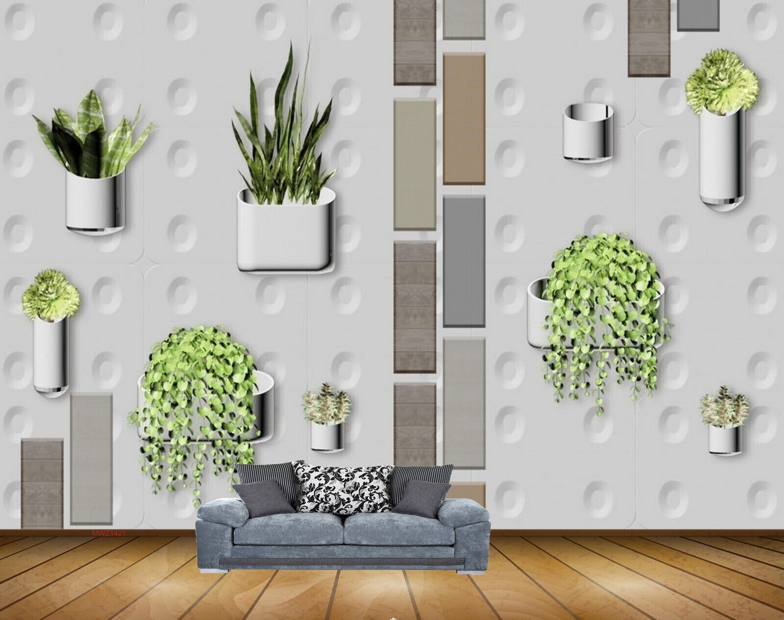 Avikalp MWZ1421 Pots Snakeplants Creepers 3D HD Wallpaper