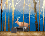 Avikalp MWZ1425 Trees Deers 3D HD Wallpaper